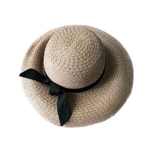 David and Young Light Mauve Pink with Black Bow Packable Straw Hat